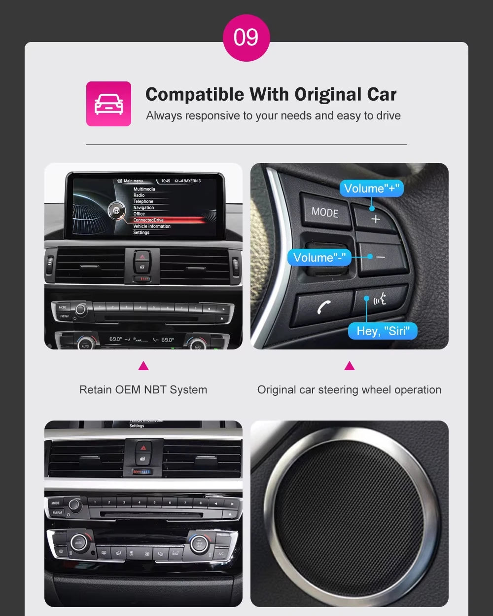 AUTOTOP 10.25”1920*720 Wireless Carplay Android Auto Car multimedia player for F20 F21 F22 F30 F31 F32 F33 F34 F36 NBT 2013-2017
