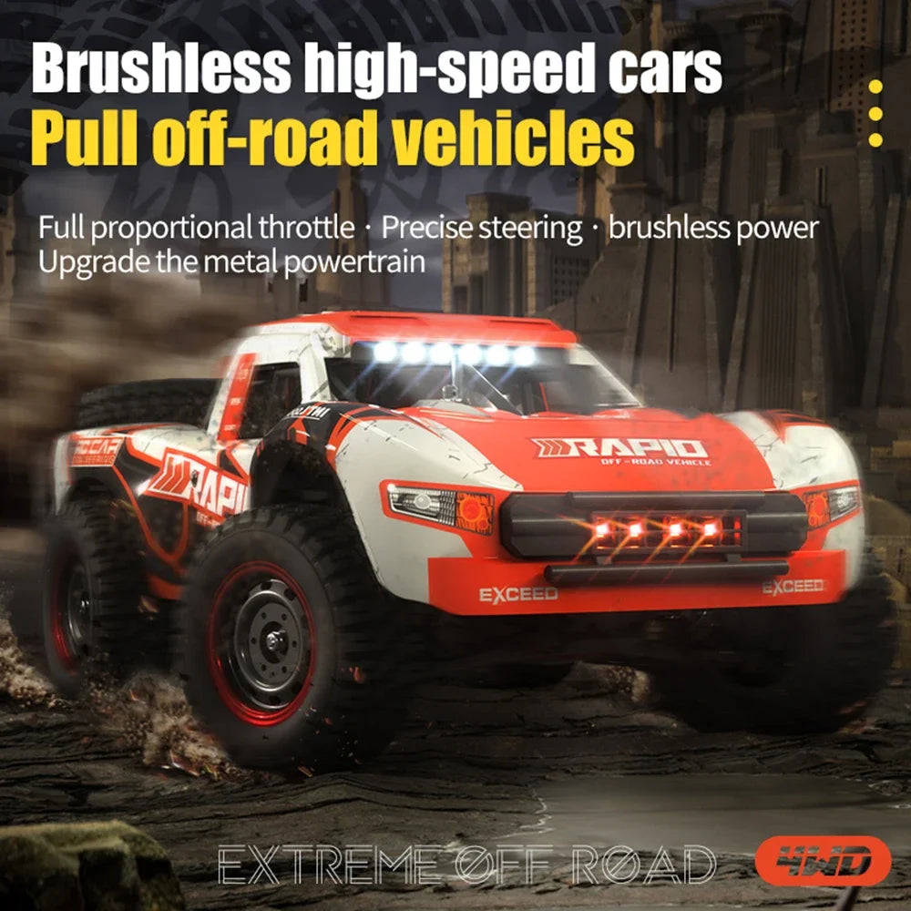 Q130 1/14 Rc Car Off Road With LED 4WD 70km/h High Speed Brushless Motor Monster Truck Desert/Snow Racing Drift Cars Toy for Boy