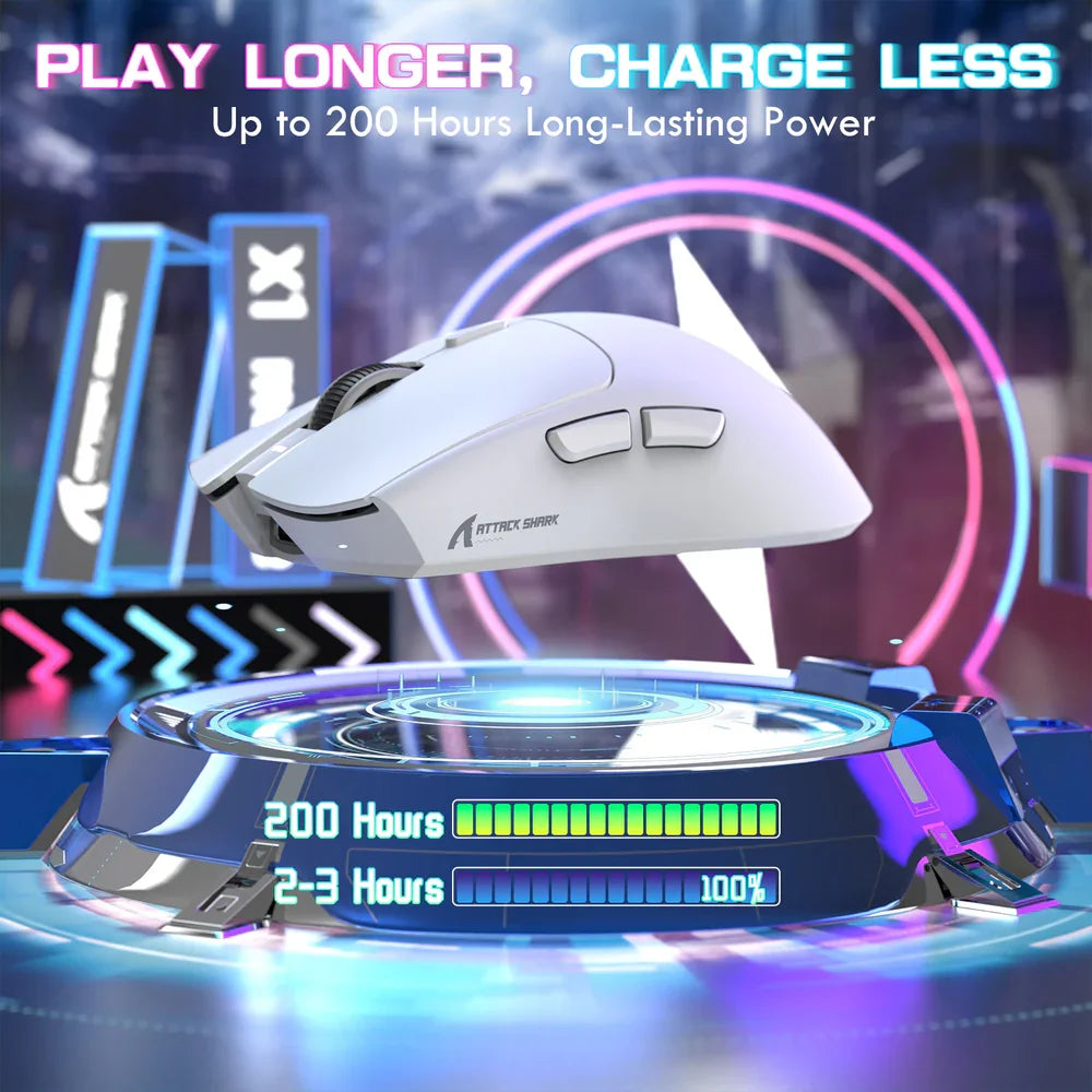 X1 Gaming Mouse with Magnetic Charging Dock, PixArt PAW3395PRO, 40000DPI, BT/2.4G Wireless/Wired, 53g SUPERLIGHT