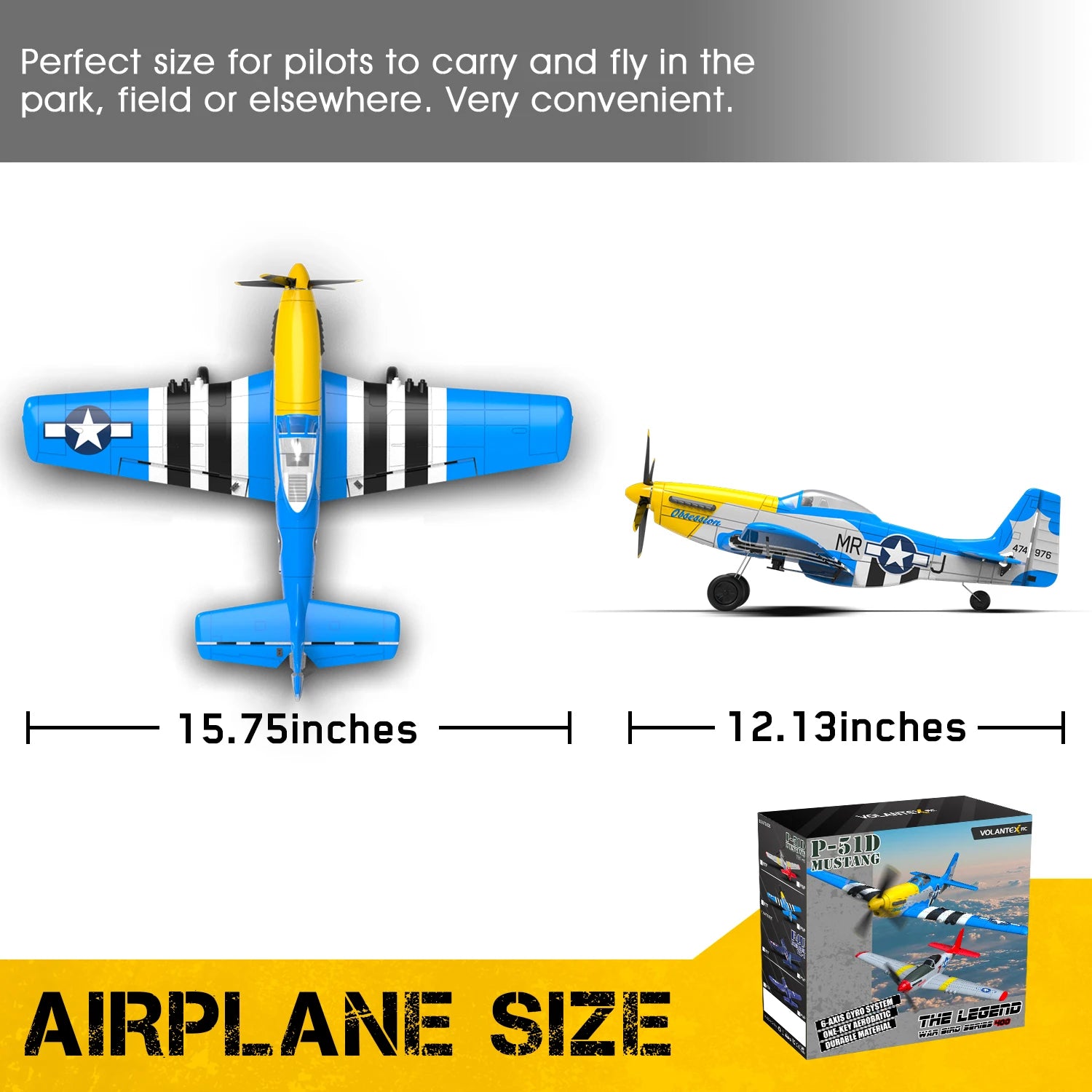 Volantexrc RC Planes for Adults,RTF P-51D Mustang RC Airplane, One-Key Aerobatic, 6-Axis Gyro, Suitable for Outdoors and Gifts