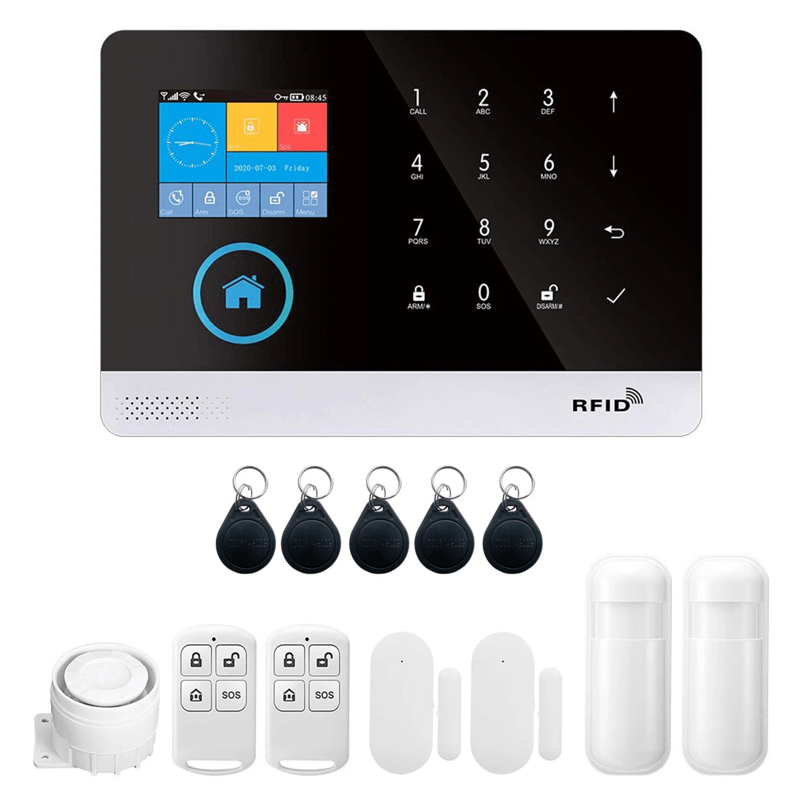 433MHz Wireless WIFI + GSM Auto-dial Alarm Security System LCD Display Door Sensor PIR Motion Sensor Phone APP Remote Control