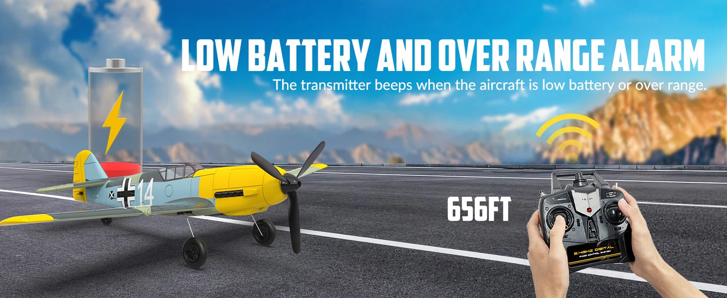 VOLANTEXRC RC Plane, 4 Channel Remote Control Airplane BF109 Fighter RTF with Aileron, Gyro, Aerobatics & 3 Modes Easy to Fly