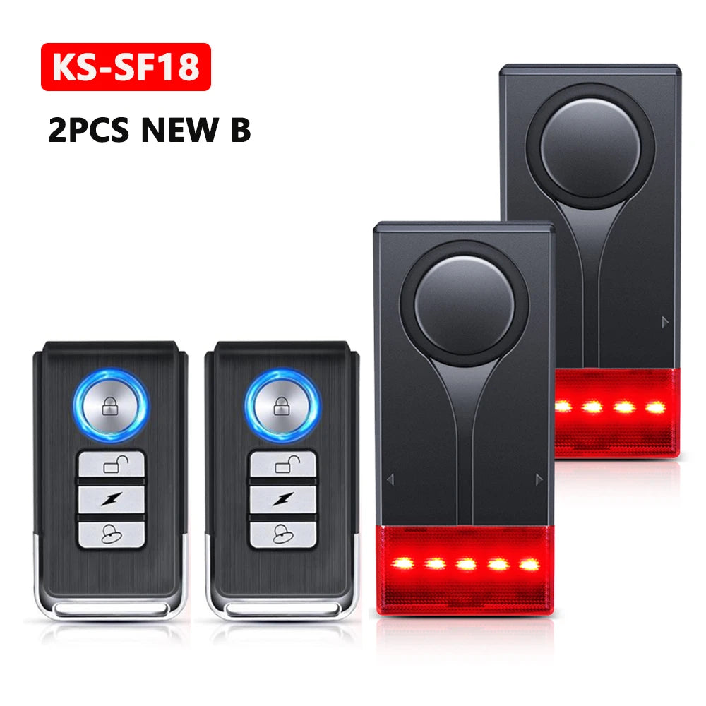 Wireless Vibration Bike Alarm With Remote Control Anti-Theft Alarm 110dB Loud Bike Door Window Alarm Home Safety System