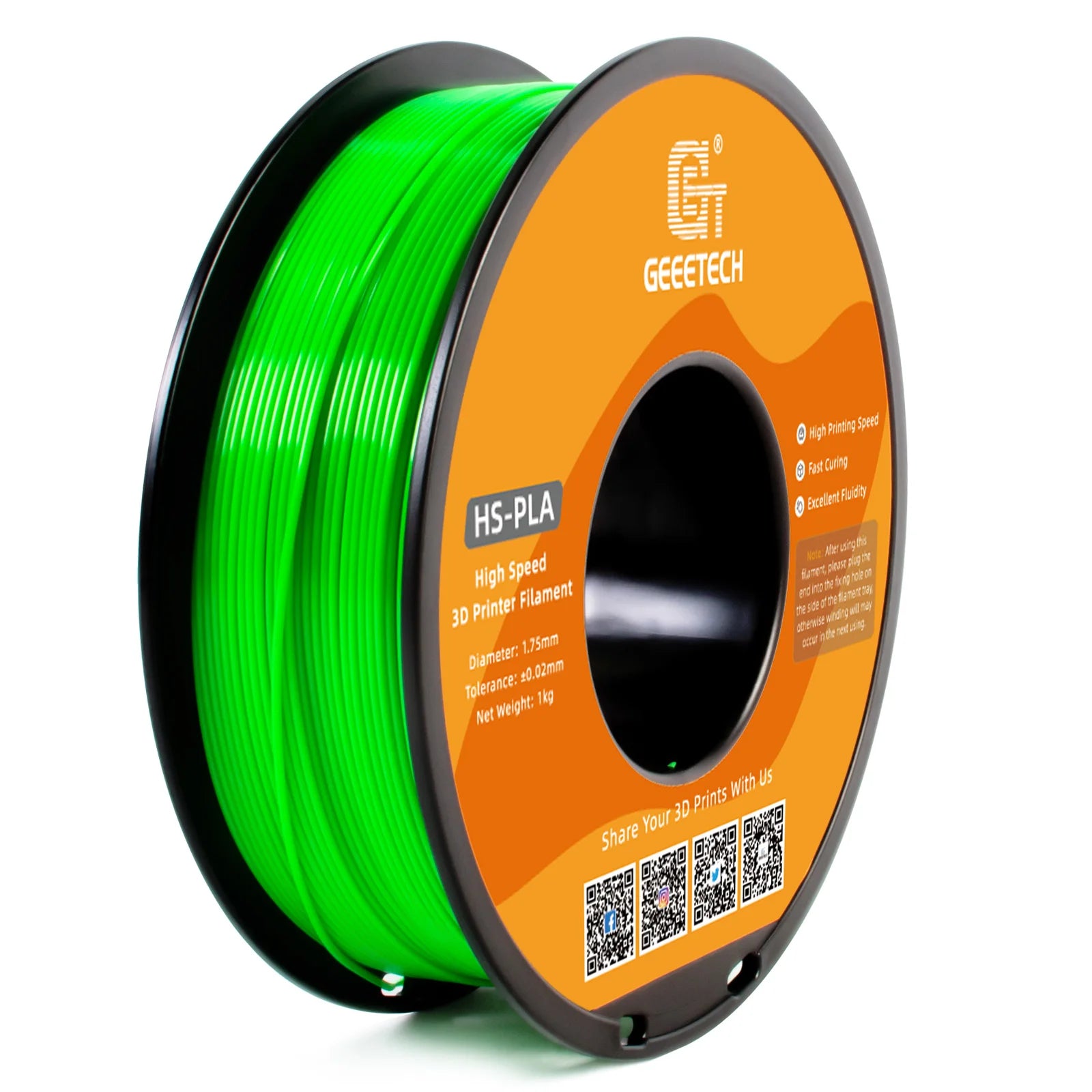 GEEETECH High-Speed PLA Filament 1.75mm 1kg 1 spool, Fast Curing, Better Liquidity, HS-PLA High-Speed 3D Printing Filament