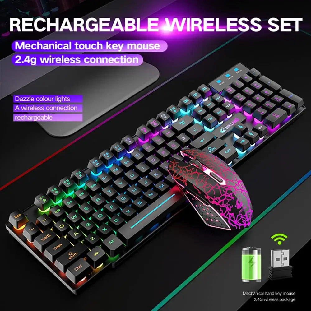 MAMBASNAKE x ZIYOU LANG T3 Wireless Gaming Keyboard and Mouse Combo Rainbow Backlight