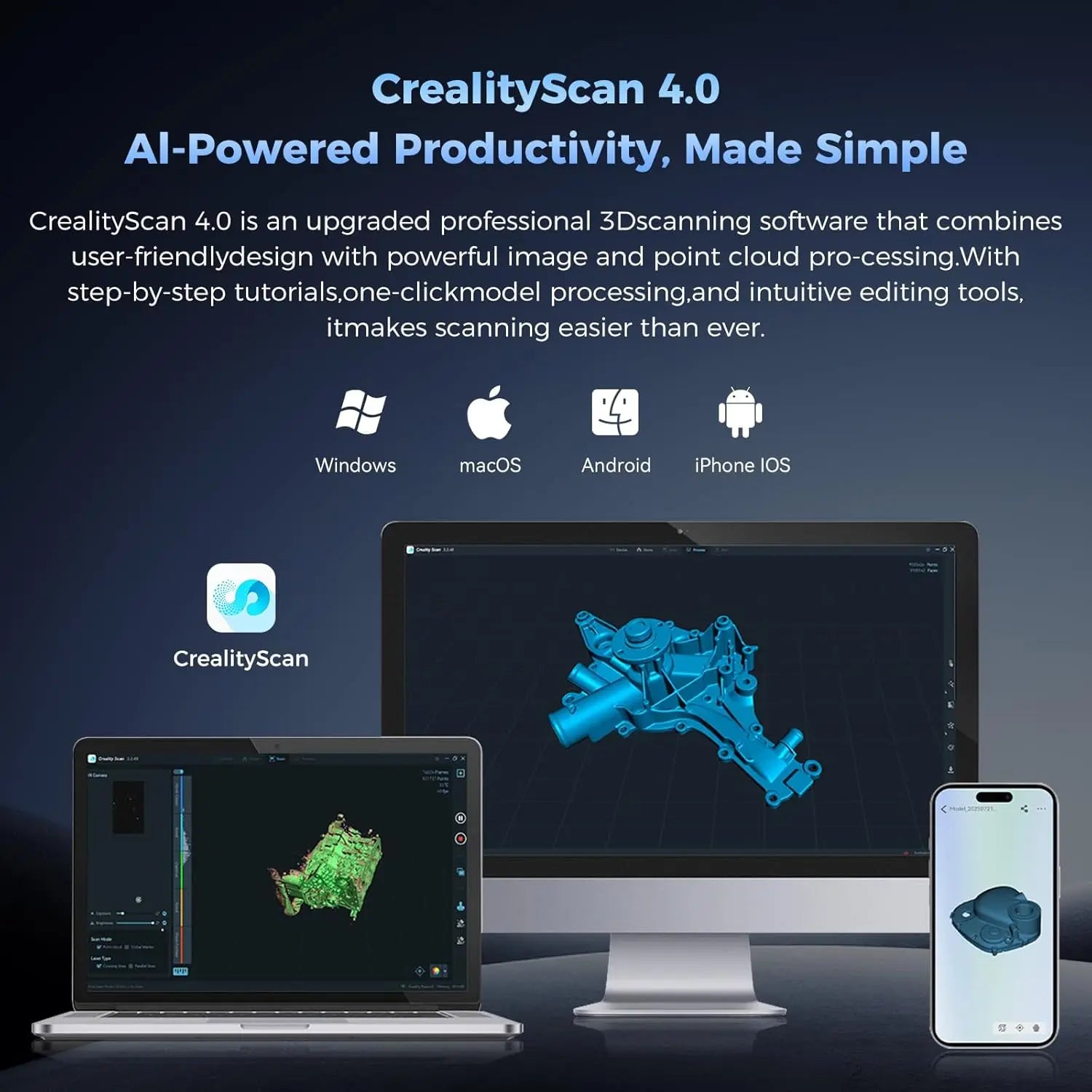 Creality Sermoon S1 With Scan Bridge 3D Scanner Deep Hole Scanning 34+7+ONE Plus Blue Laser Line / NIR Light High Accuracy CR-Sc