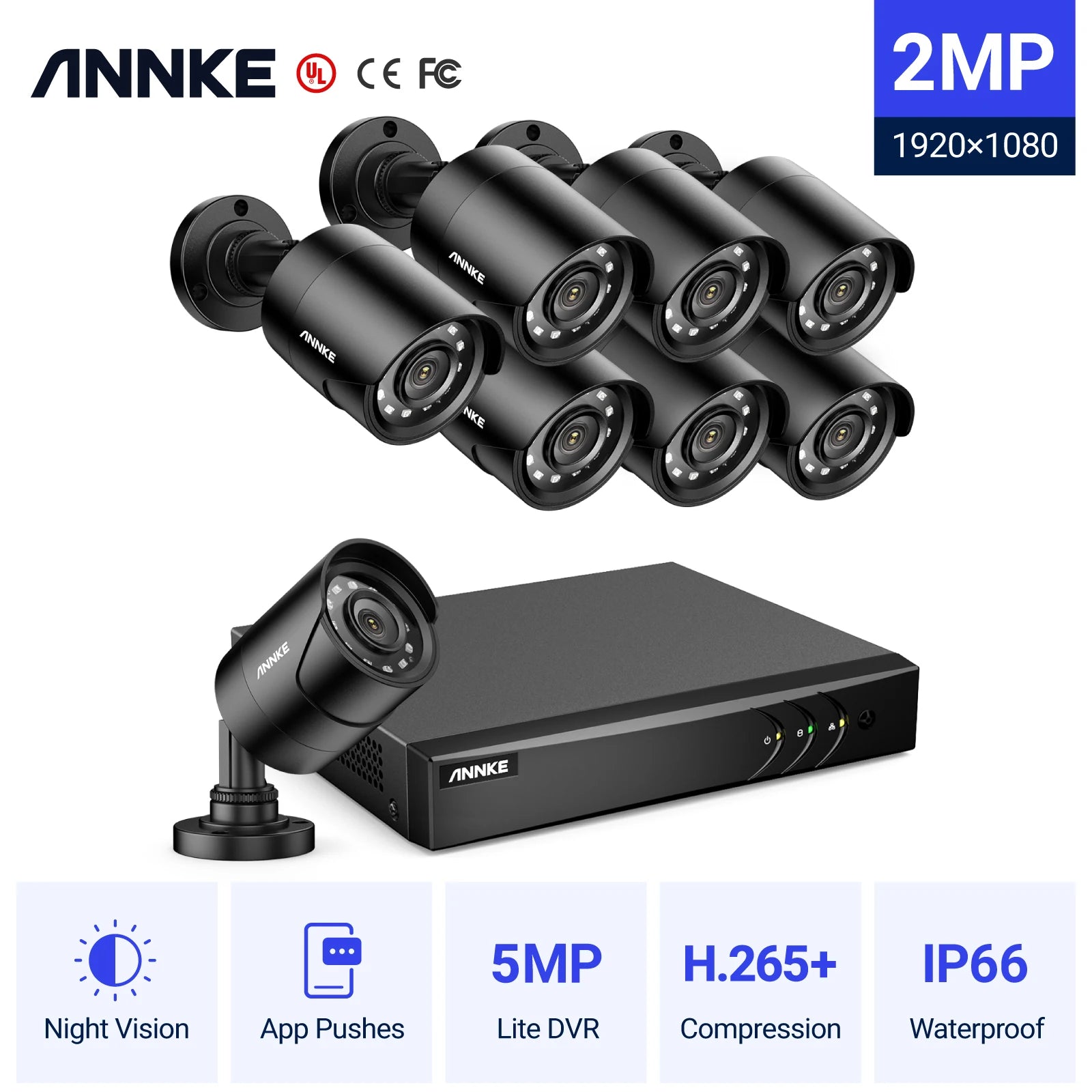 8CH CCTV Camera Video Surveillance Kit 5MP DVR Smart IR Security Camera Waterproof Night Vision Motion Detection System