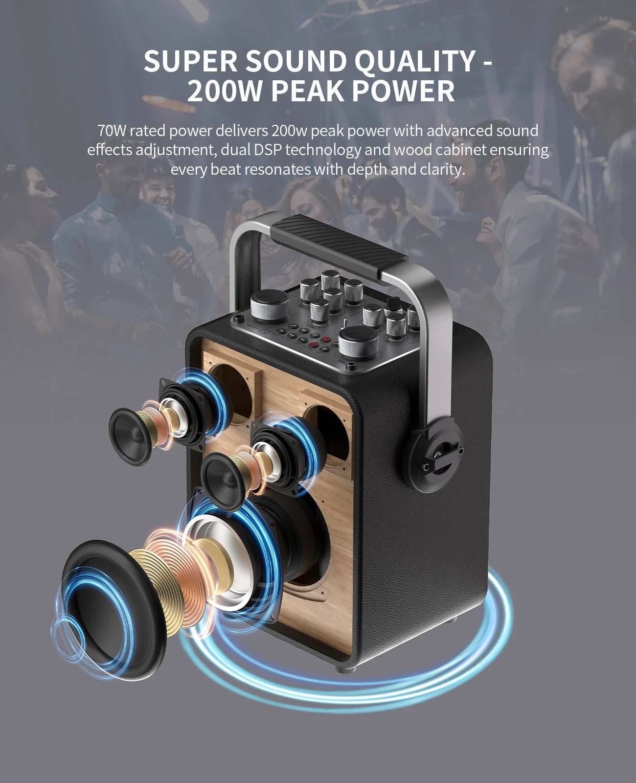 MLOVE D5 Professional Karaoke Machine for Adults with Bluetooth and 2 Wireless Microphones, Portable PA System Speaker, Recordin