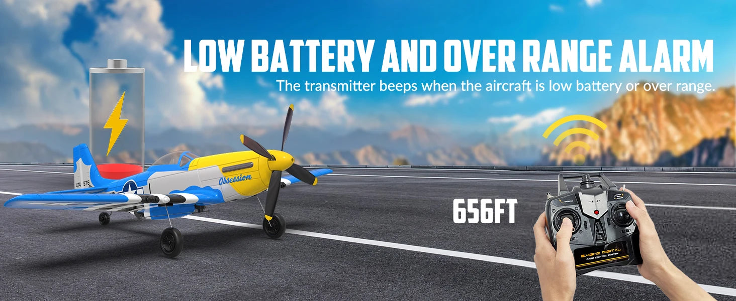 Volantexrc RC Planes for Adults,RTF P-51D Mustang RC Airplane, One-Key Aerobatic, 6-Axis Gyro, Suitable for Outdoors and Gifts