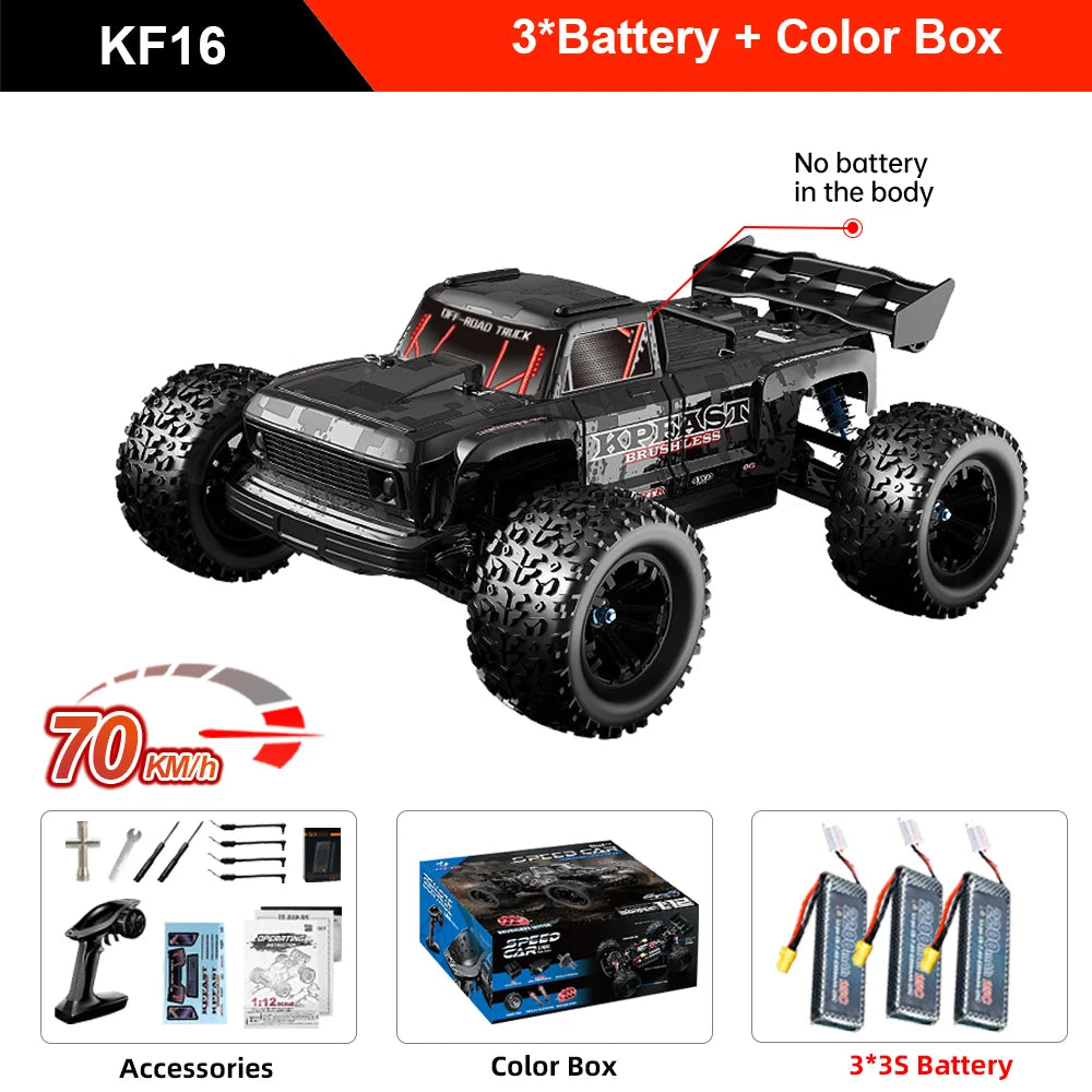 KF16 1:12 High Speed Drift Racing 70KM/H Brushless Motor 4WD 3S 3200mah RC Off Road Car Monster Trucks Toys for For Kids Gifts