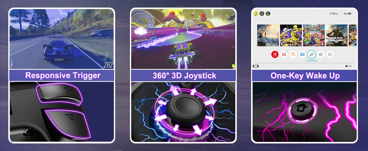 For Nintendo Switch/OLED Controller Hall Effect Wireless Switch Controller One-Piece Switch Joypad with 1000mAh Battery