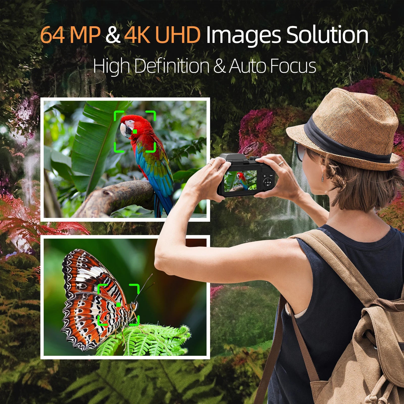 Digital Camera 4K 64MP 16X flip camera suitable for YouTube, suitable for photography beginners easy to learn and operate camera
