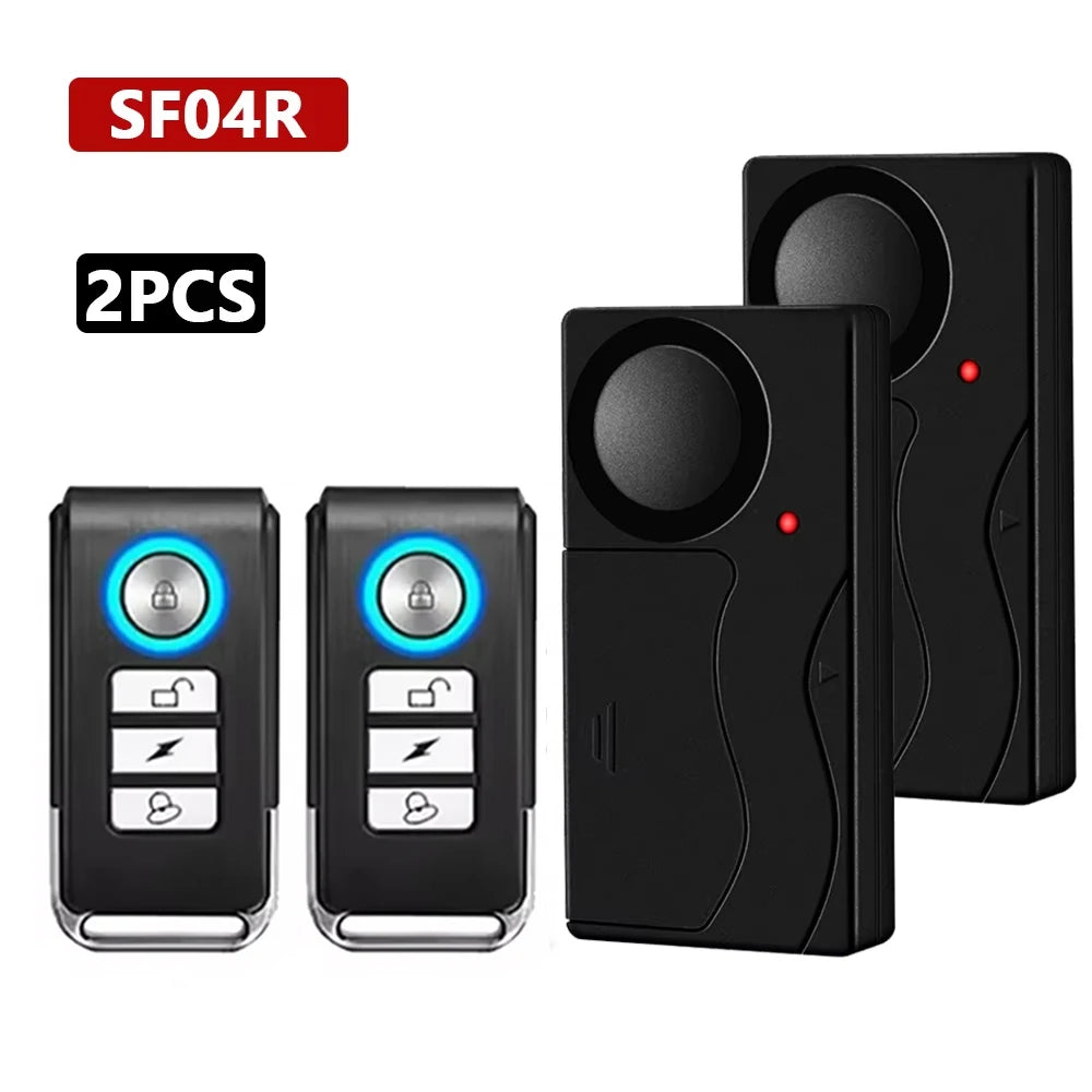 Wireless Vibration Bike Alarm With Remote Control Anti-Theft Alarm 110dB Loud Bike Door Window Alarm Home Safety System