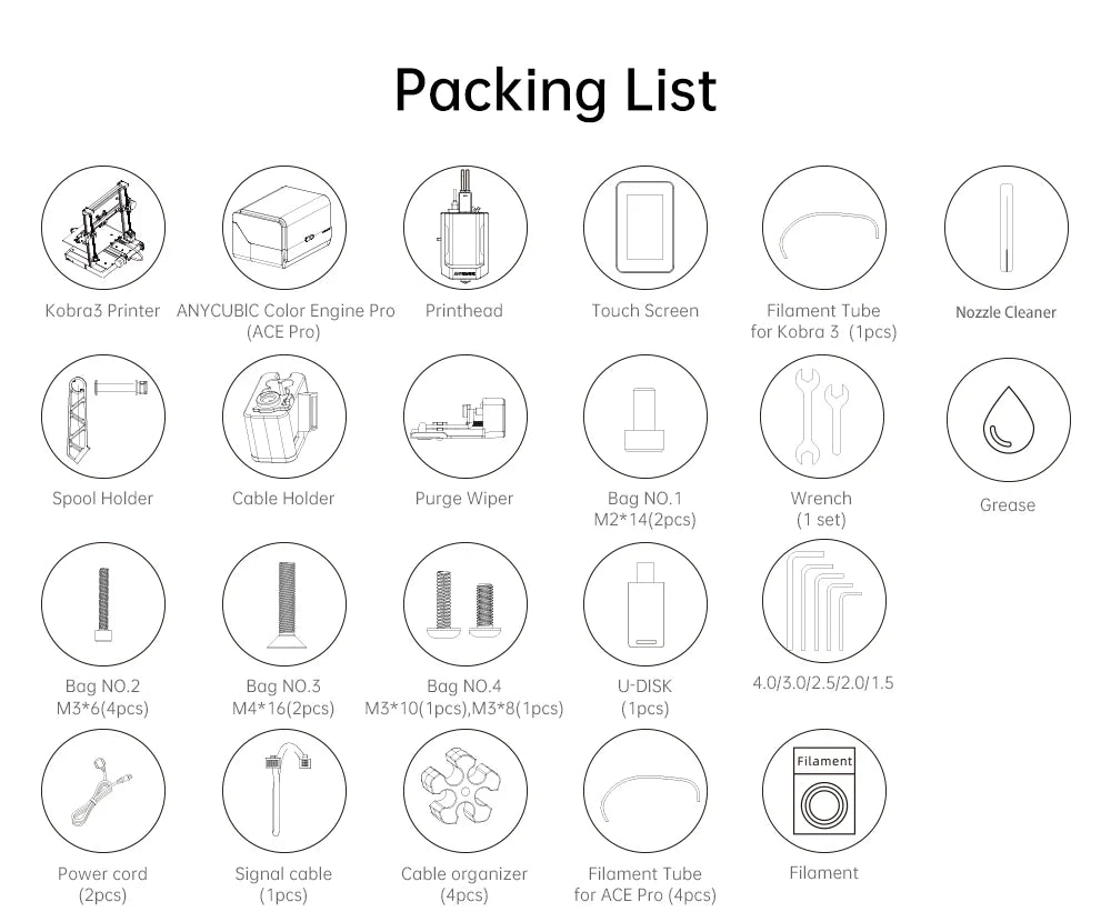 ANYCUBIC K3 Combo AE Version FDM 3D Printer Print in 4 to 8 Color With Max 600mm/s Printing Speed Build Size 250mmx250mmx260mm