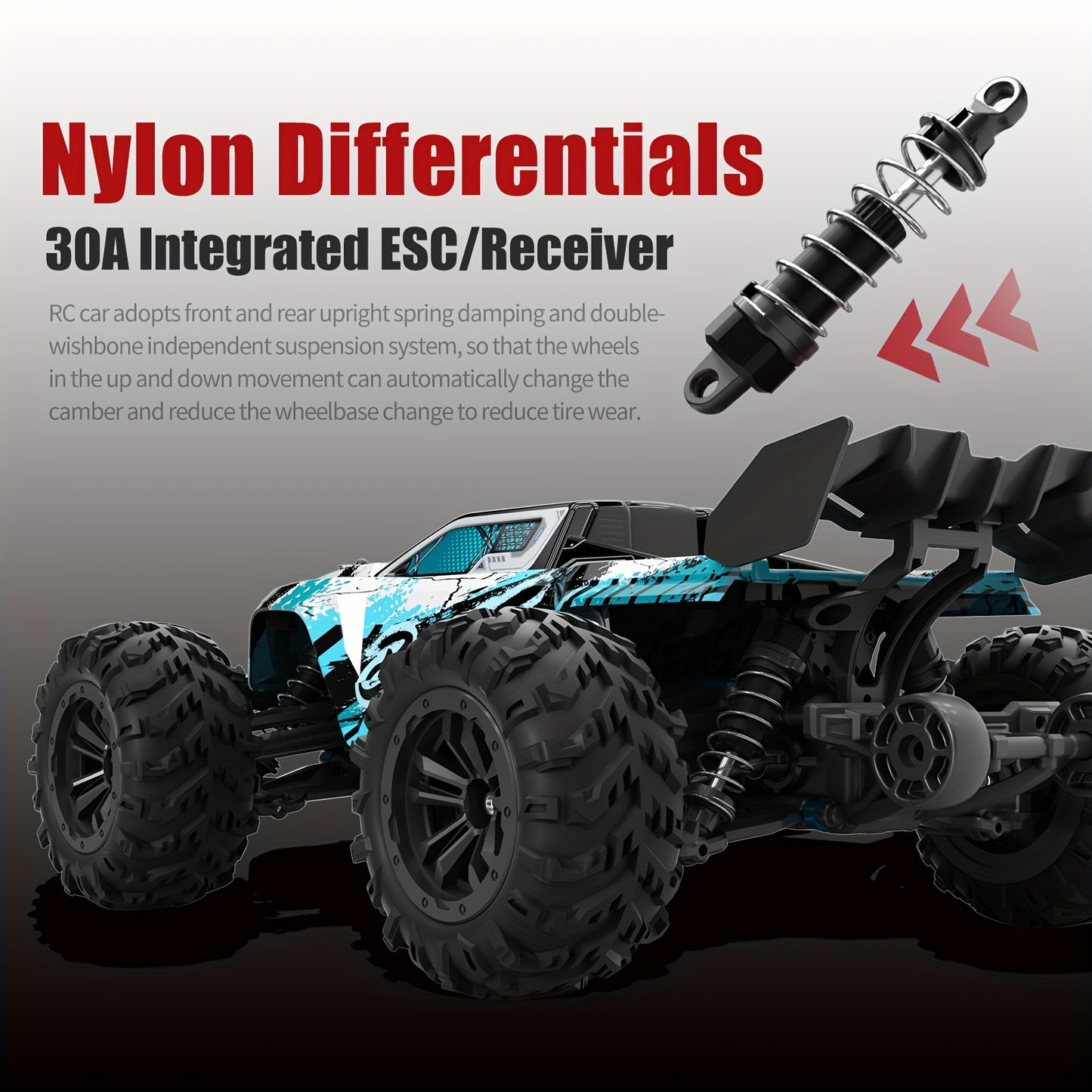 ZHUOYOU 1:16 4WD Off Road High Speed RC Car with Head-up Wheel, 70KM/H Racing Drifting Vehicle, RC390 Motor, 2.4Ghz Remote Control, Supports Cars Racing Together, LED Lights, All Terrain Application, Racing Vehicle, Offroad D