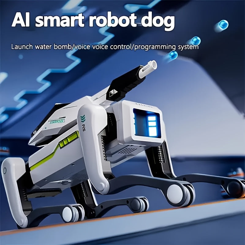 Smart Remote-controlled Toy Dog with A Water Bullet Turret. It Supports AI Voice Control, Connects to Mobile Phones, And Allows Programming & Voice Commands An Ideal Festival Gift., Remote Control Dog, Pet Companion, Interact