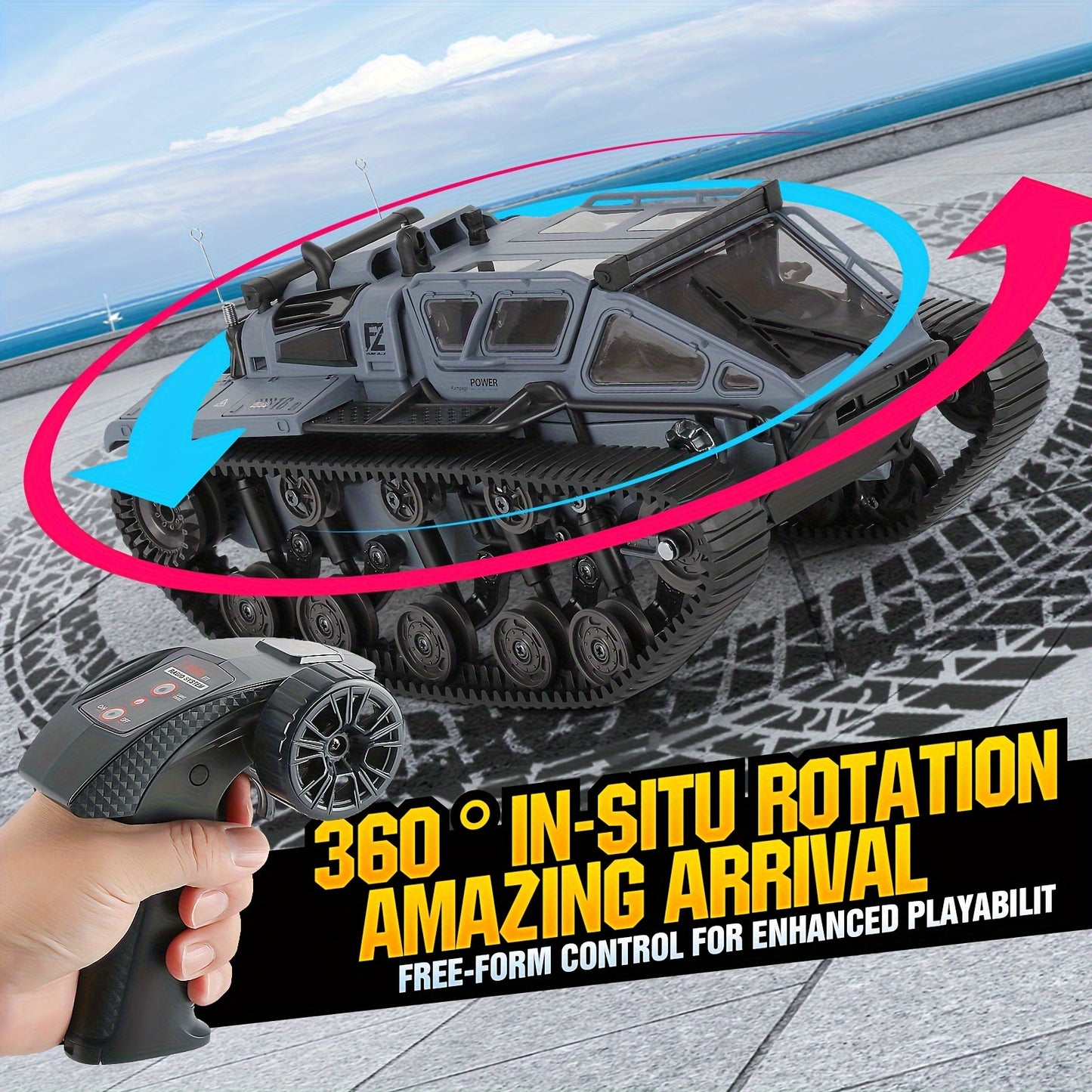 RC Tracked Tank With Full-Proportional Remote Control Car Powerful Offroad For All Terrains With Led Lights And Alloy Door Open Model Military War Car Vehicle Gift For Kids With 2 Batteries