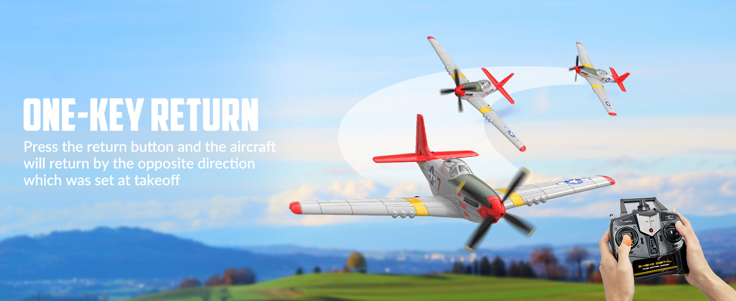 Volantex RC Plane,P-51 Mustang RTF RC Airplane,One-Key Aerobatic, Stable and Safe,Suitable for Outdoor Activity and gifts