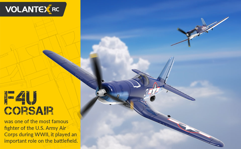 Volantex RC Planes for Adults,4-CH F4U Corsair RC Airplane,One-Key Aerobatic, Stable and Safe,Suitable for Outdoor Activity