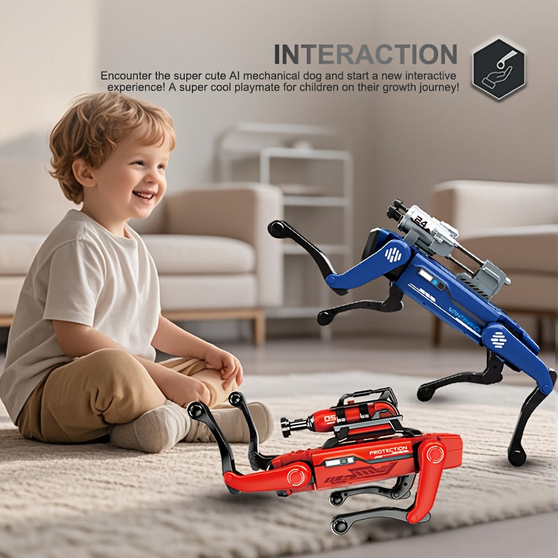 Red intelligent robot dog: voice commands respond in seconds, interactive play is super intimate, and it can keep jumping with music! The mechanical arm is flexible and has a cool spray function. Children have fun, which is s