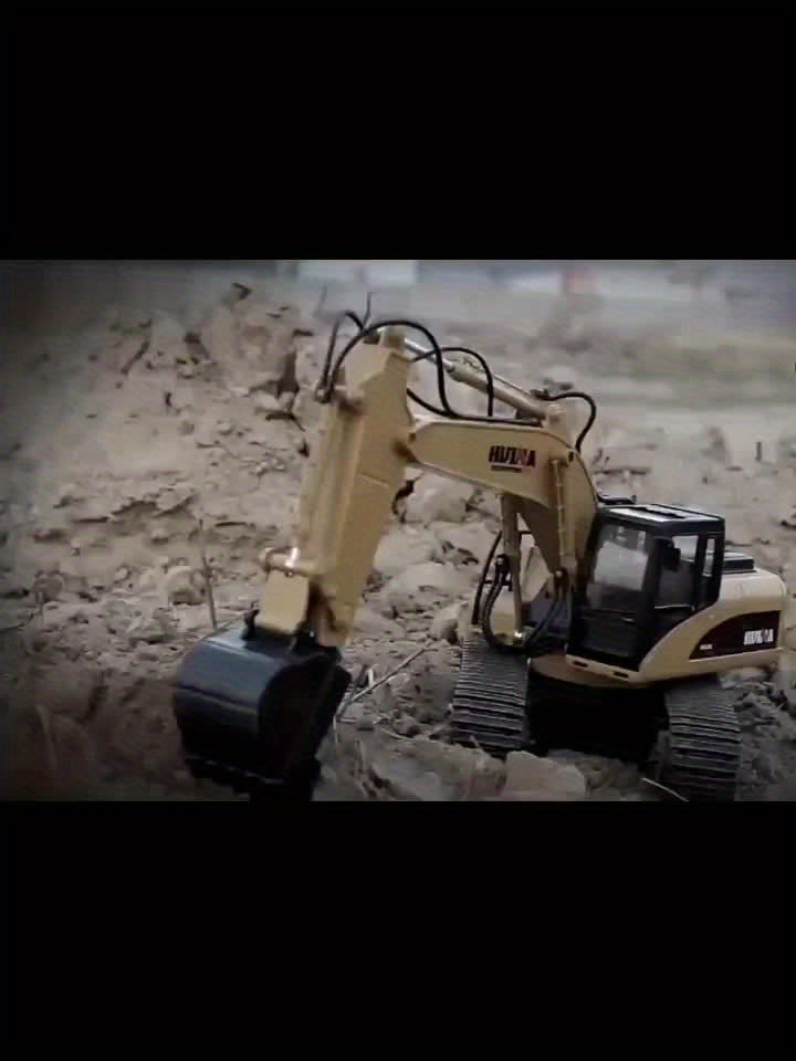 1:14 Scale Three-in-One Remote Control Excavator Toy, 15 Channels, Equipped with Metal Shovel, Drill and Claw Construction Toy, USB Rechargeable Dual Batteries, 2.4GHz Wireless Key Control, Perfect Ideal Gift