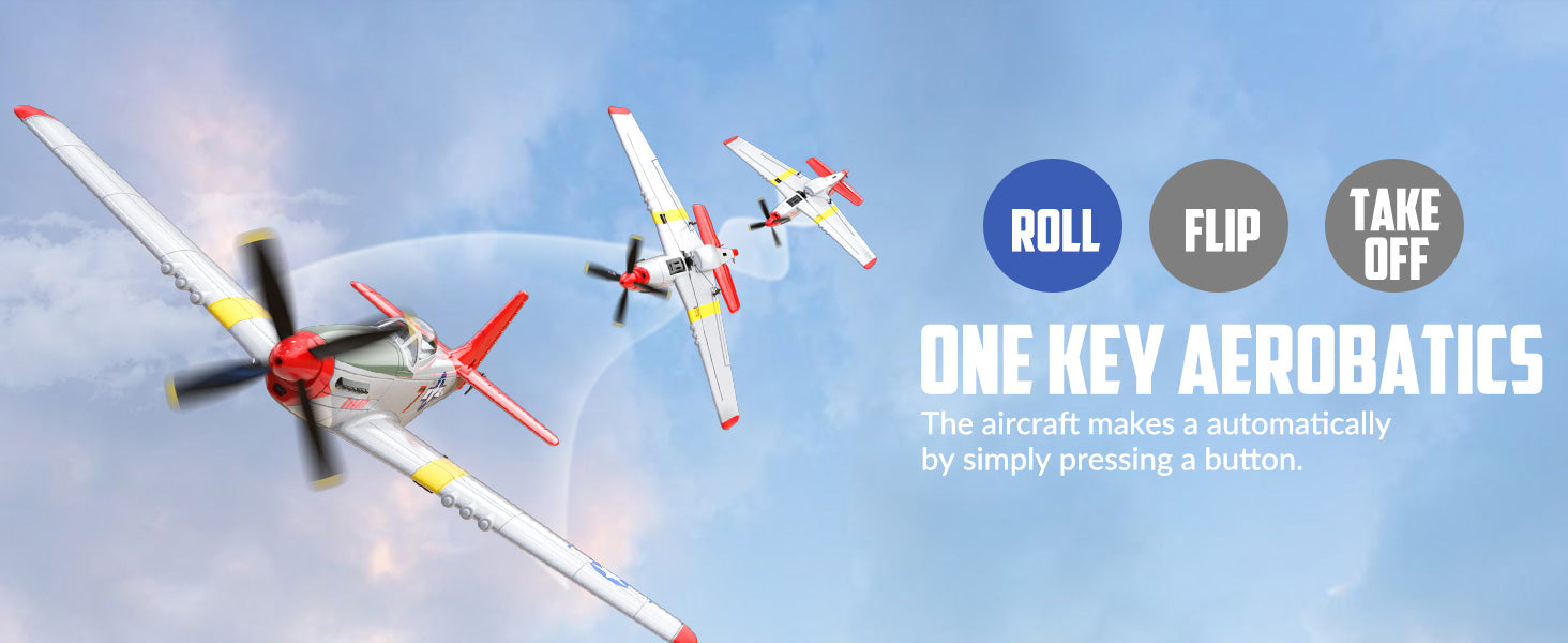 Volantex RC Plane,P-51 Mustang RTF RC Airplane,One-Key Aerobatic, Stable and Safe,Suitable for Outdoor Activity and gifts