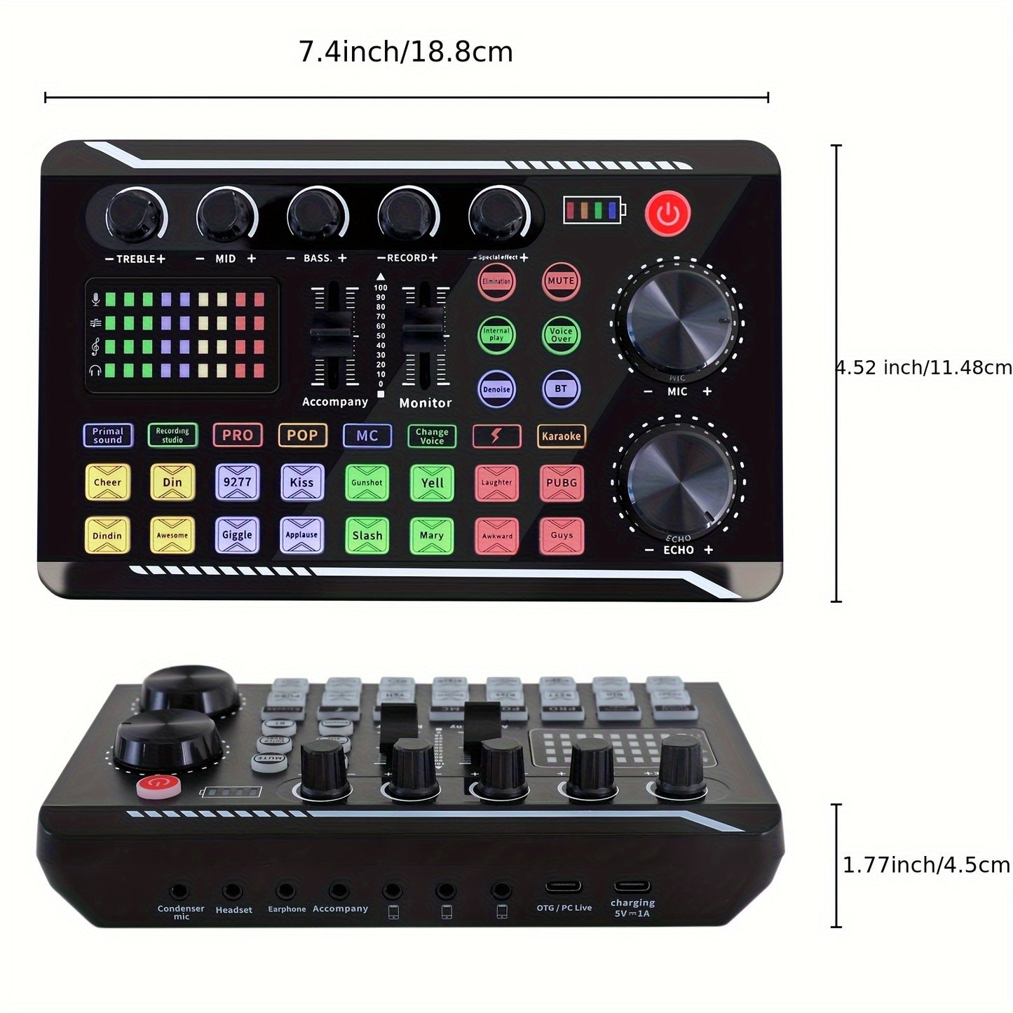 High-end Professional Podcast Equipment Kit, Sound Card with BM800 Recording Studio Microphone, Professional Live Sound Card W/Dj Mixer Effects & Voice Changer for Recording, Singing, Live Broadcasting And Gaming