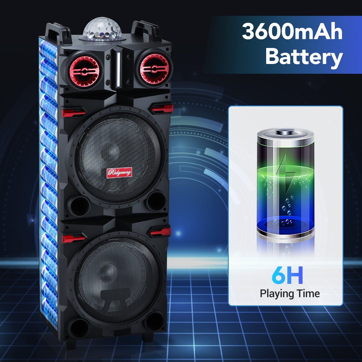 Sound Portable Party Bluetooth Speakers Loud Sound Powerful, DJ Sound Stereo Loud Bass Karaoke Machine with Sound Reactive Party Lights, USB/SD Input and Telescopic Pull Rod, Remote Control