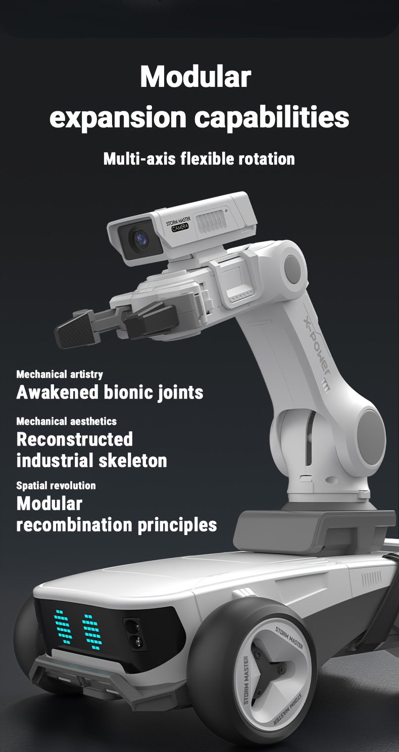 AI Robot with Dual-Mode Gripper/Cargo System, Programmable Arm & FPV Camera - Heavy-Duty 10kg/22lbs Payload, Wireless/Wireless Smart Robot, USB-Rechargeable, for Home, Office, STEM Education, Robotics Programming - Ideal for