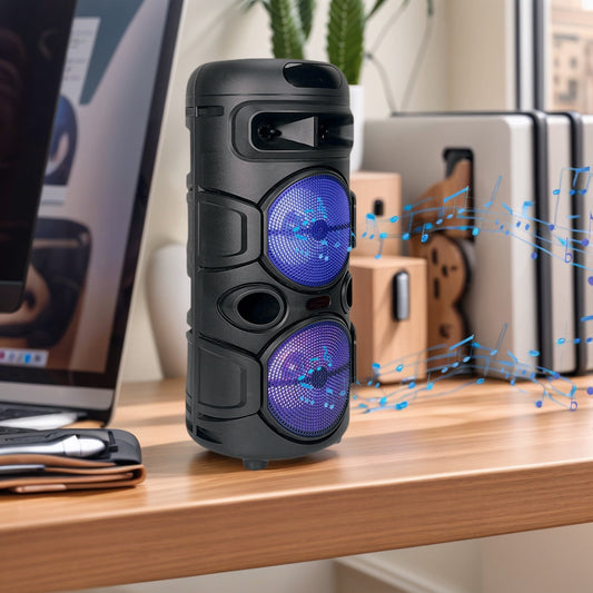 Sound Portable Party Bluetooth Speakers Loud Sound Powerful, DJ Sound Stereo Loud Bass Karaoke Machine with Sound Reactive Party Lights, USB/SD Input and Telescopic Pull Rod, Remote Control