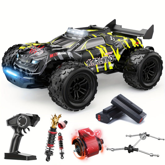 DEERC 1/14 Fast Brushless RC Car for Adults, 43 MPH High Speed 4x4 Off-Road RC Truck, Monster Truggy, All Terrain Remote Control Drift Car for Boys 8-12, 2 Batteries, 3S Lipo Compatible, Highspeed Rc Truck, Allterrain Rc Vehi