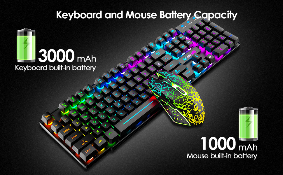 MAMBASNAKE x ZIYOU LANG T3 Wireless Gaming Keyboard and Mouse Combo Rainbow Backlight