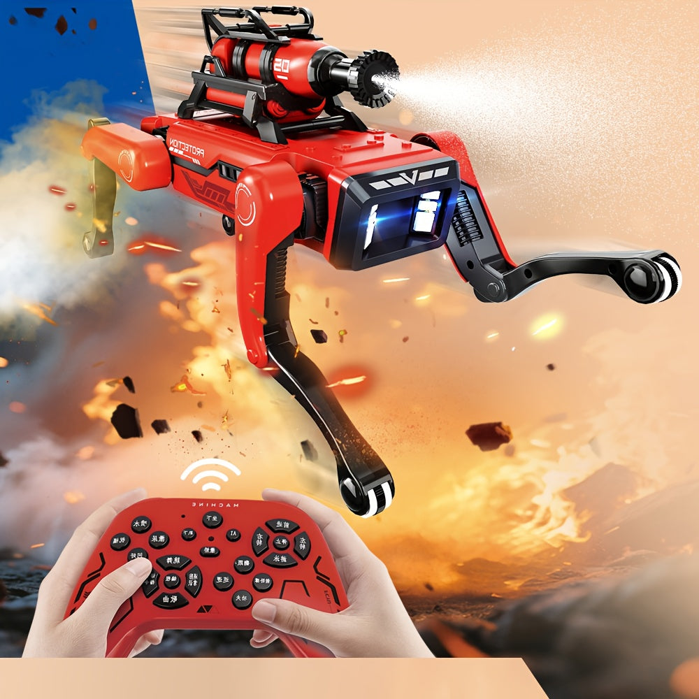 Red intelligent robot dog: voice commands respond in seconds, interactive play is super intimate, and it can keep jumping with music! The mechanical arm is flexible and has a cool spray function. Children have fun, which is s