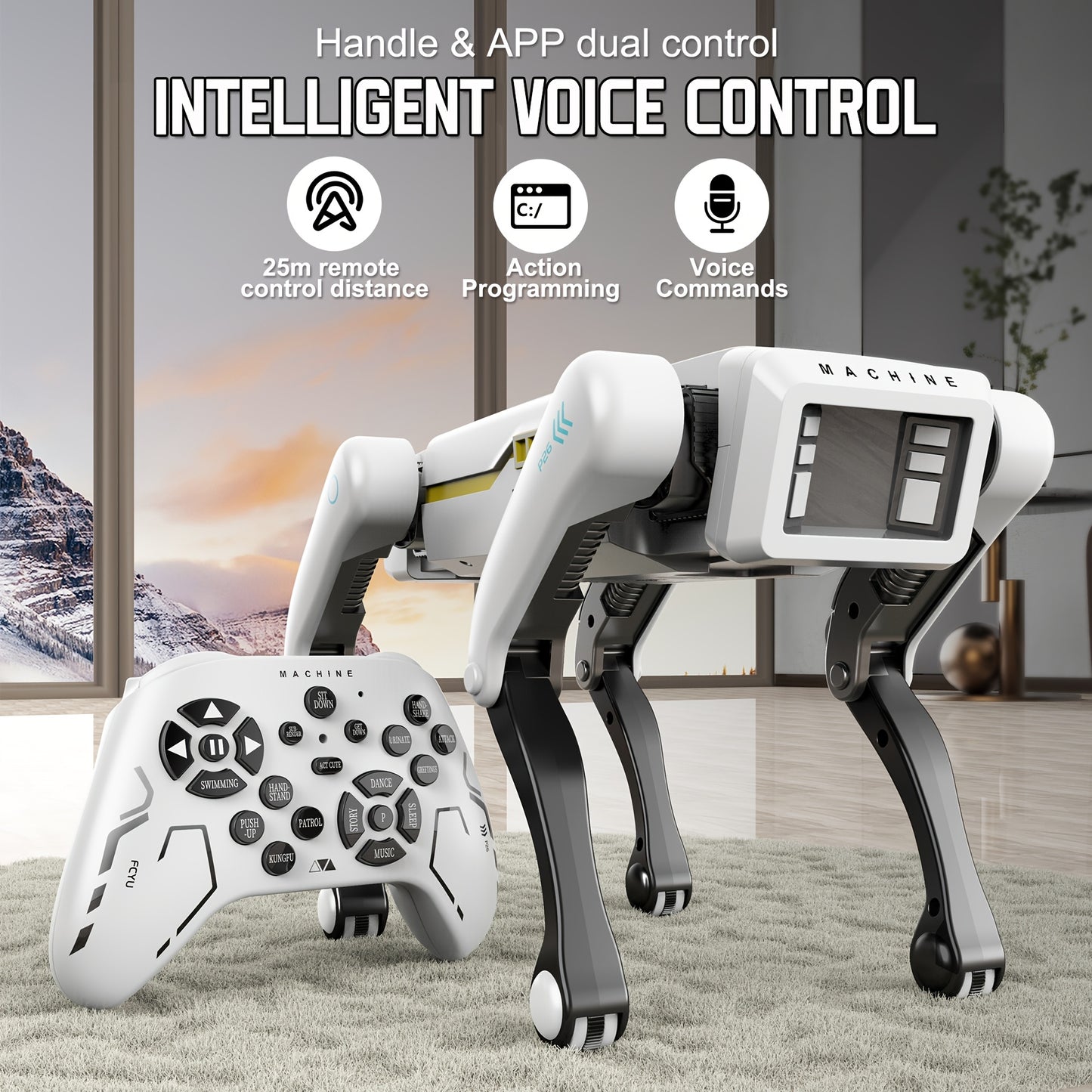 Programmable Wireless Remote Control Robot Dog - 25M Ultra-Long Range, Voice Command & APP Interaction, Multi-Action Modes (Dance/Kungfu/Feeding) For Indoor/Outdoor Play