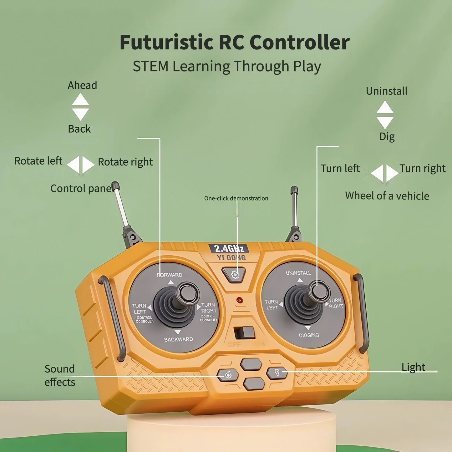 4pcs Set Remote Control Engineering Vehicle Set, 2.4G High-Tech 11-Channel Remote Control Excavator Dump Truck Bulldozer Alloy Plastic Engineering Vehicle Remote Control Construction Toy Car Set-Lingkun
