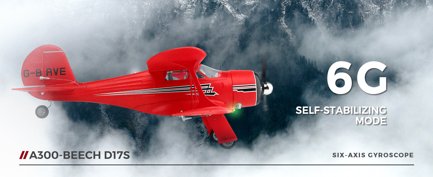 WLtoys A300 4-CH RC Plane, Beechcraft D-17 RC Airplanes with Lights, 6G/3D Brushless RC Planes for adults, Outdoors and Gifts