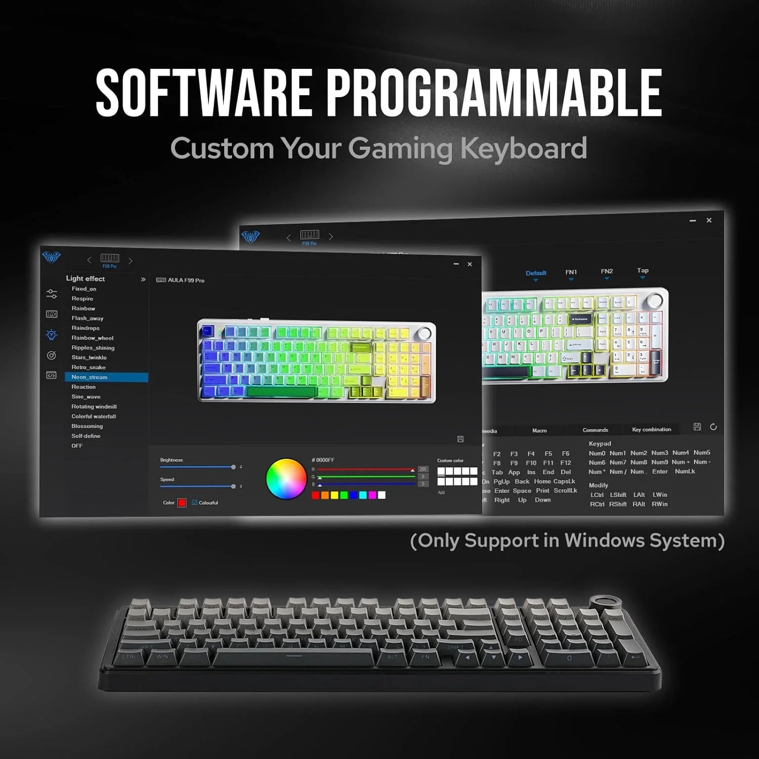 PRO LEVEL Wireless Gaming Keyboard Gasket Structure Compatible with 3/5 Pins Hot-swap Mechanical Keyboard with Media Knob