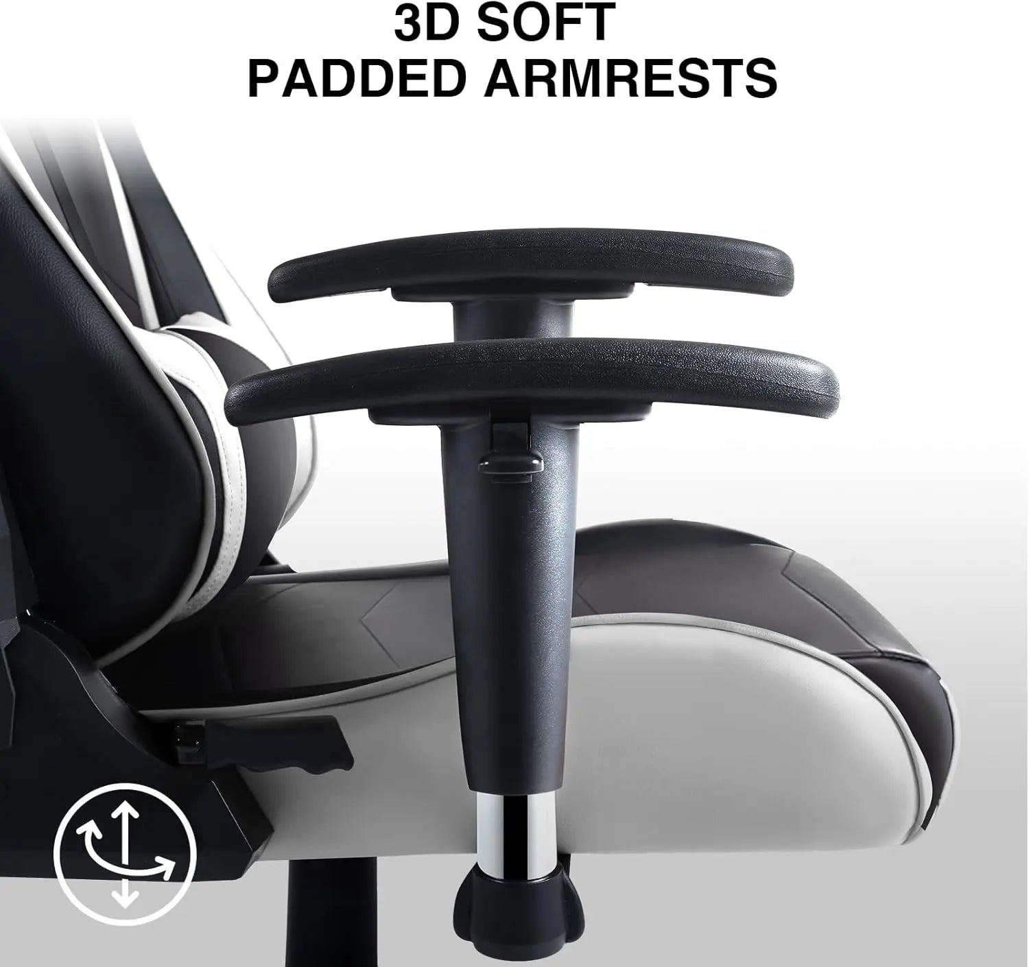 Gaming Chair, Ergonomic Recliner with Adjustable Backrest, Height, Headrest & Lumbar Support, Swivel Esports Chair (White)