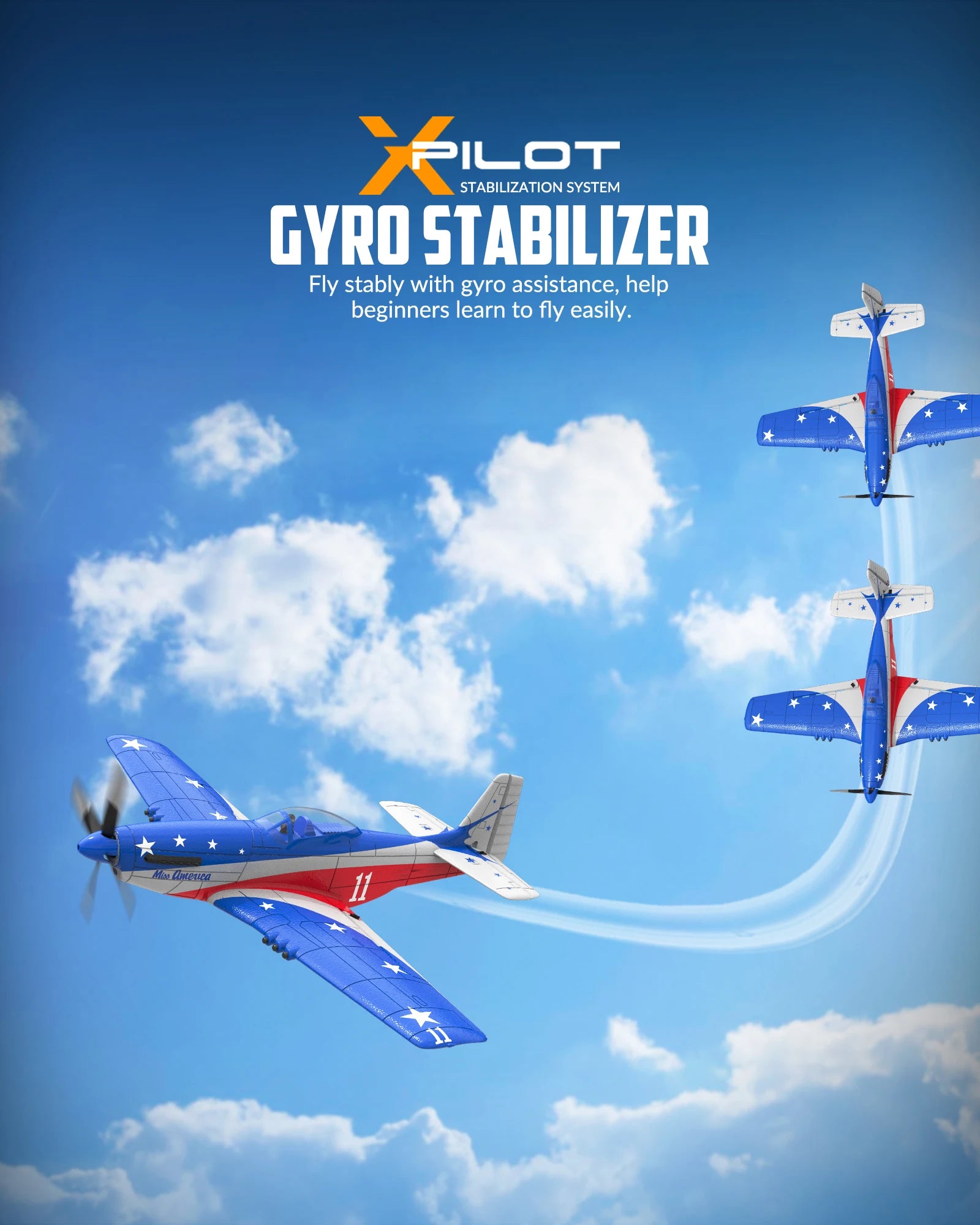 Volantex RC Plane, P51D Mustang RTF RC Airplane,One-Key Aerobatic, Stable and Safe,Suitable for Outdoor Activity and gifts