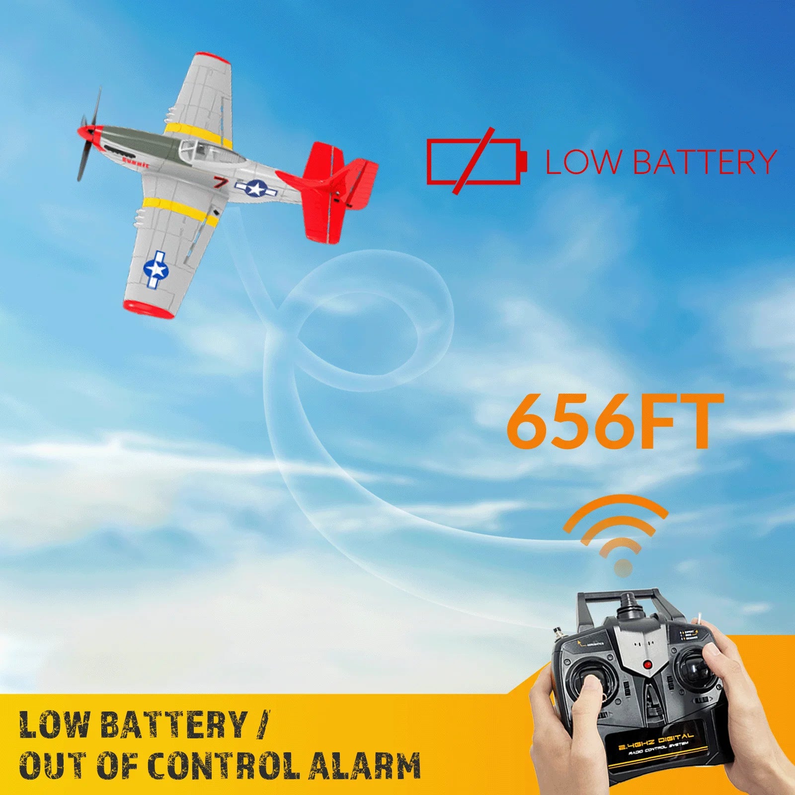 Volantex RC Plane,P-51 Mustang RTF RC Airplane,One-Key Aerobatic, Stable and Safe,Suitable for Outdoor Activity and gifts