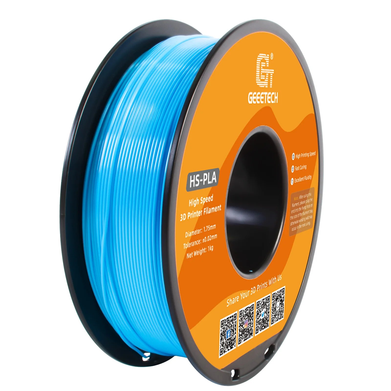 GEEETECH High-Speed PLA Filament 1.75mm 1kg 1 spool, Fast Curing, Better Liquidity, HS-PLA High-Speed 3D Printing Filament