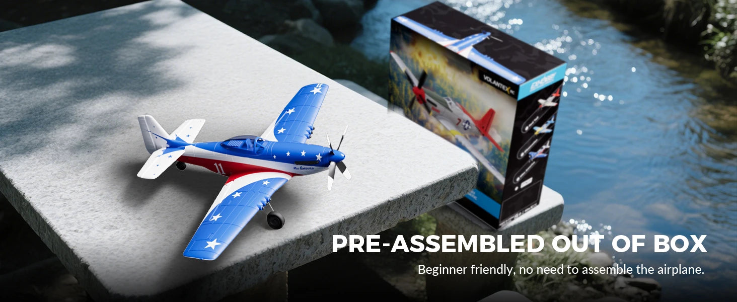 Volantex RC Plane, P51D Mustang RTF RC Airplane,One-Key Aerobatic, Stable and Safe,Suitable for Outdoor Activity and gifts