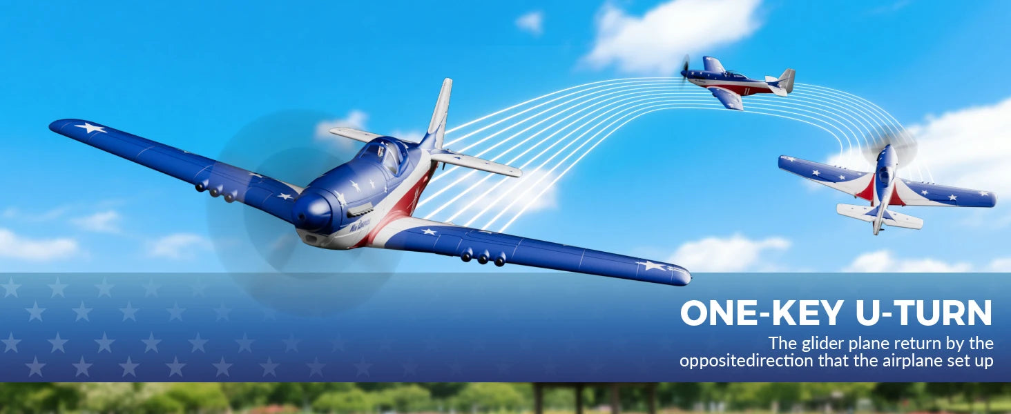 Volantex RC Plane, P51D Mustang RTF RC Airplane,One-Key Aerobatic, Stable and Safe,Suitable for Outdoor Activity and gifts