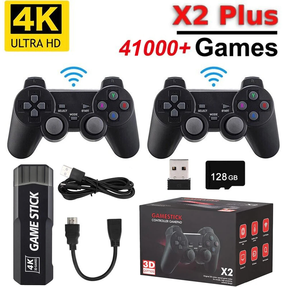 2025 X2 Plus Retro TV Game Console 3D HDMI Output Ultra Low Latency TV Game Stick 2.4G Dual Handles Portable Home Games Console
