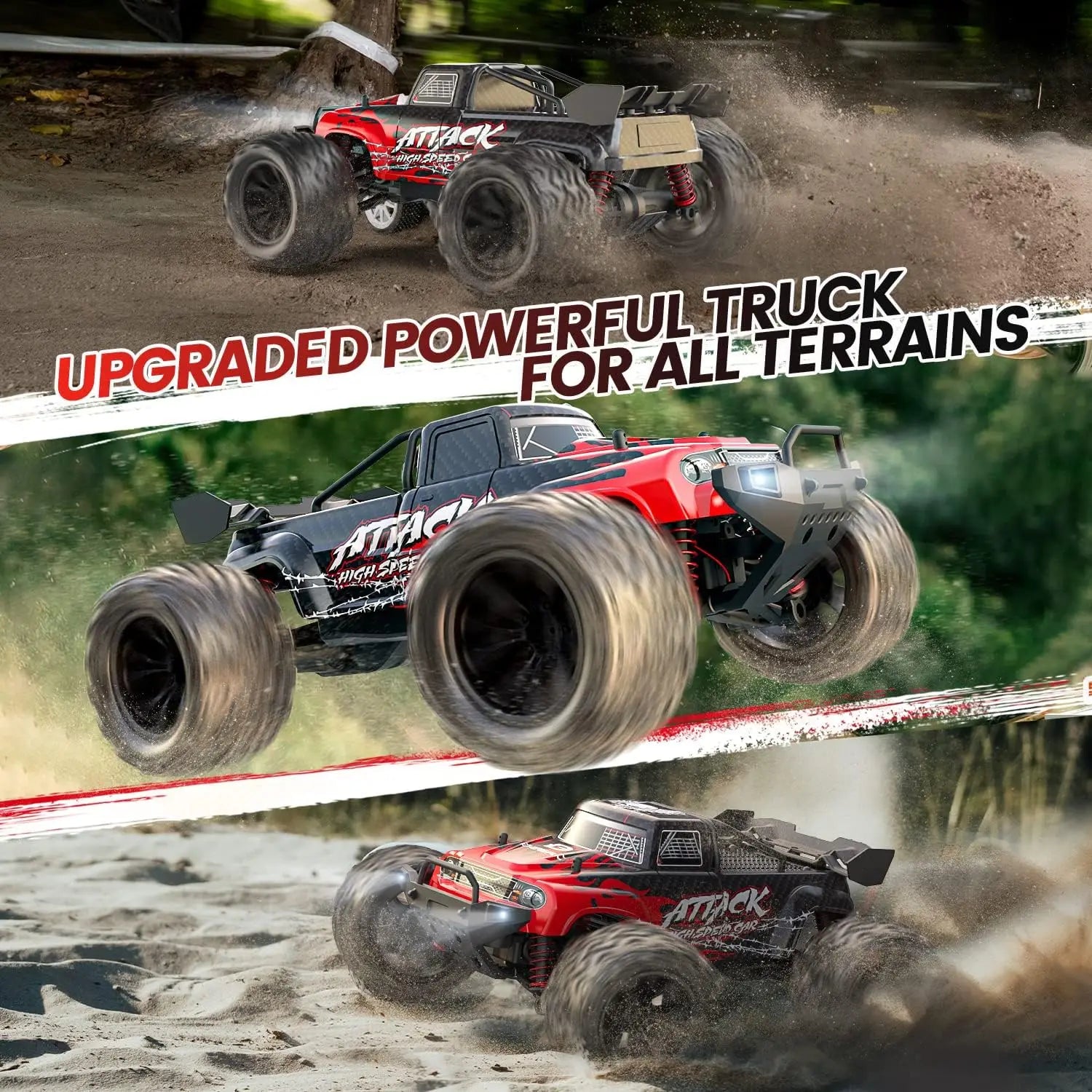 DEERC 9500E 1:16 RC Car: 4x4, 40 KPH, 2.4Ghz, 2 Batteries, Off-Road Monster Truck, Kids/Adults.