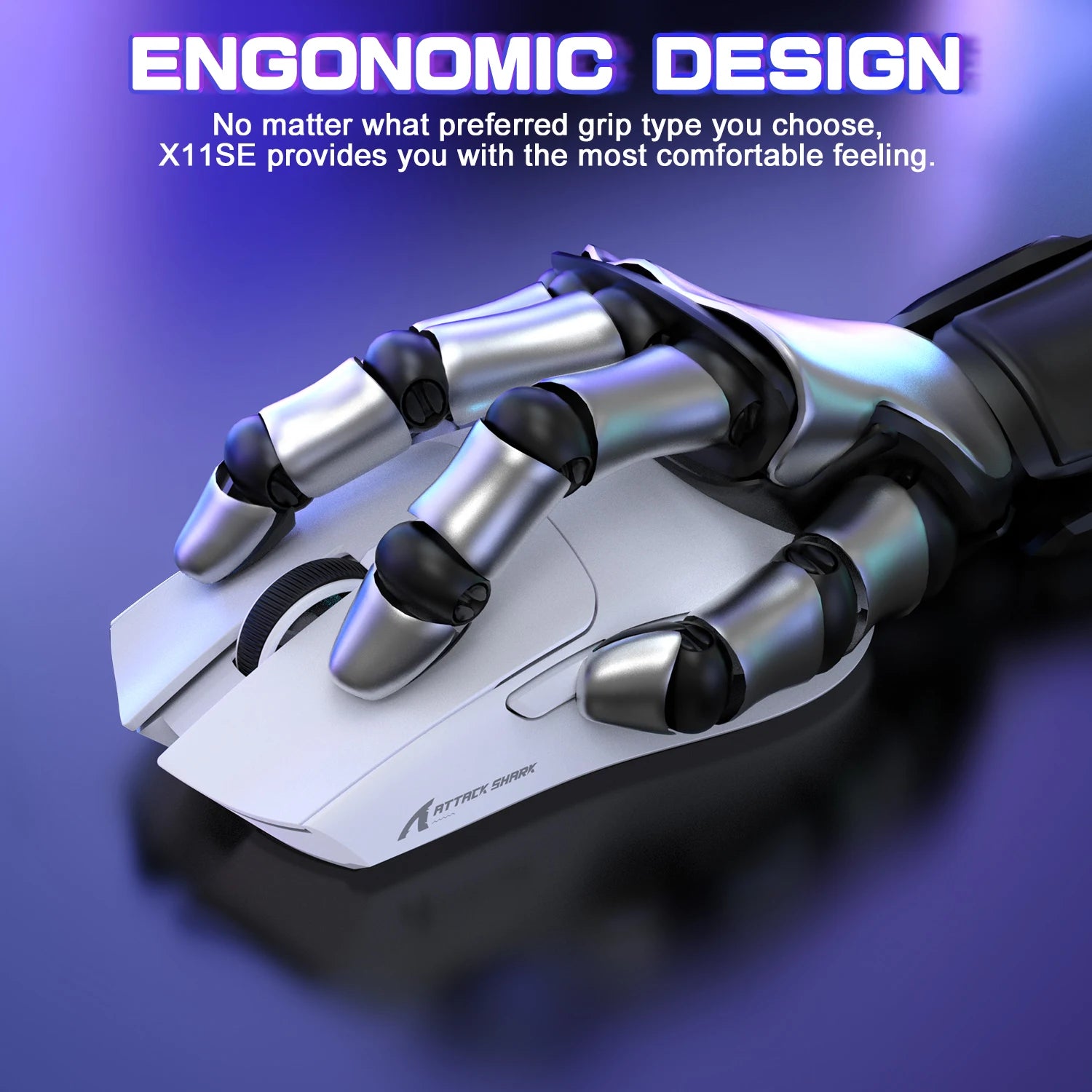 Lightweight Wireless Gaming Mouse, Tri-Mode 2.4G/USB-C Wired/BT, 22K DPI, PAW3311 Optical Sensor, 59g, 5 Prog