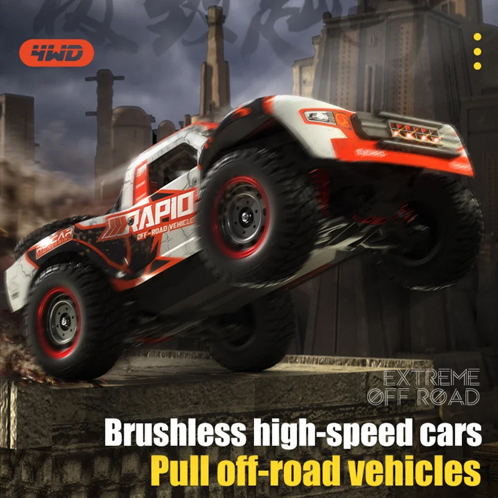 Q130 1/14 Rc Car Off Road With LED 4WD 70km/h High Speed Brushless Motor Monster Truck Desert/Snow Racing Drift Cars Toy for Boy