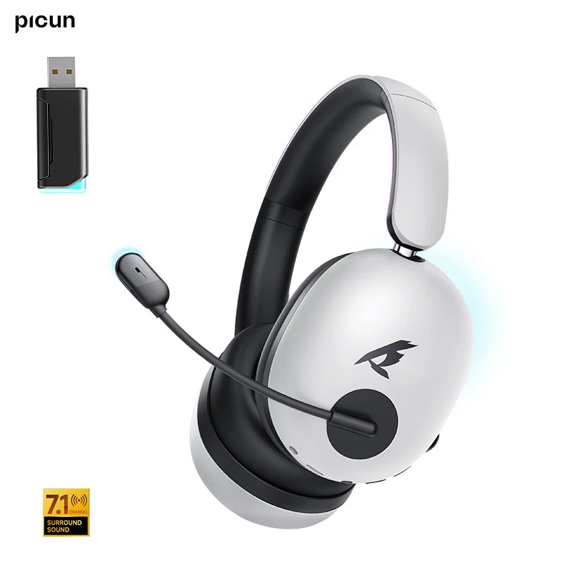 Picun UG-10A Gaming Wireless Headphone with Mic Over-Ear Headset 56dB Bluetooth 6.0 40mm Driver 2.4G/Wireless/Cable Earphones