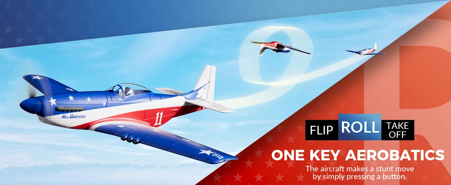Volantex RC Plane, P51D Mustang RTF RC Airplane,One-Key Aerobatic, Stable and Safe,Suitable for Outdoor Activity and gifts