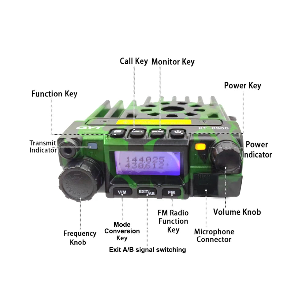QYT KT8900 25W Mini Radio UV Transceiver DTMF Mobile Radio kt-8900 Dual Band 144&430MHz Walkie Talkie